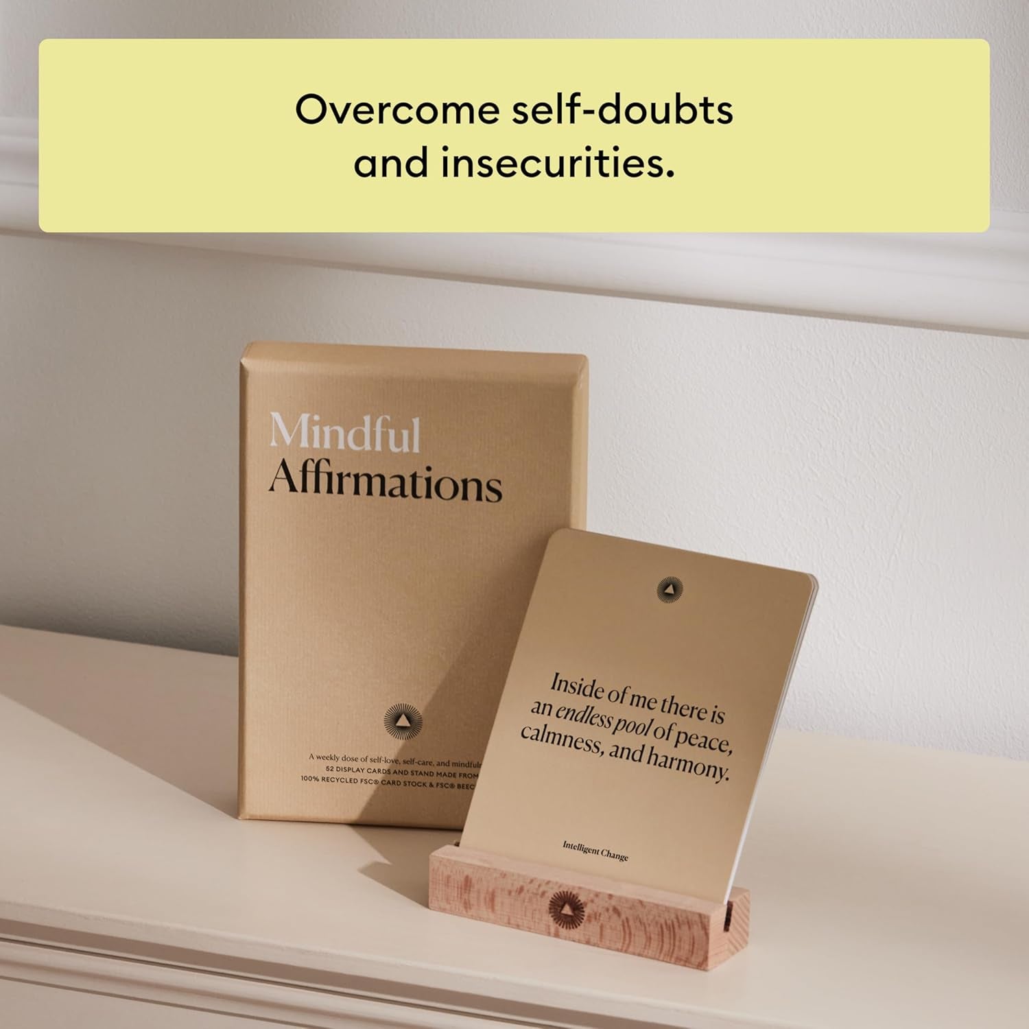 Mindful Affirmations, 52 Positive Affirmation Cards for Women with Display Stand, Daily Affirmations for Inspiration, Mindfulness & Self Care, Unique Gifts for Women and Men