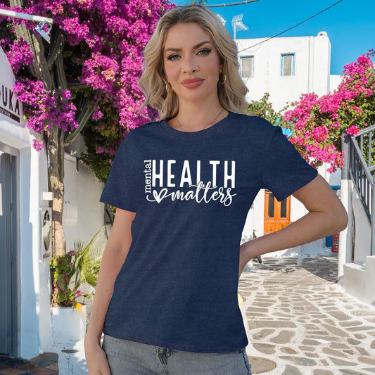 Mental Health Matters Shirt Womens Therapist Psychologist Tshirt Human Brain Illness Awareness Short Sleeve