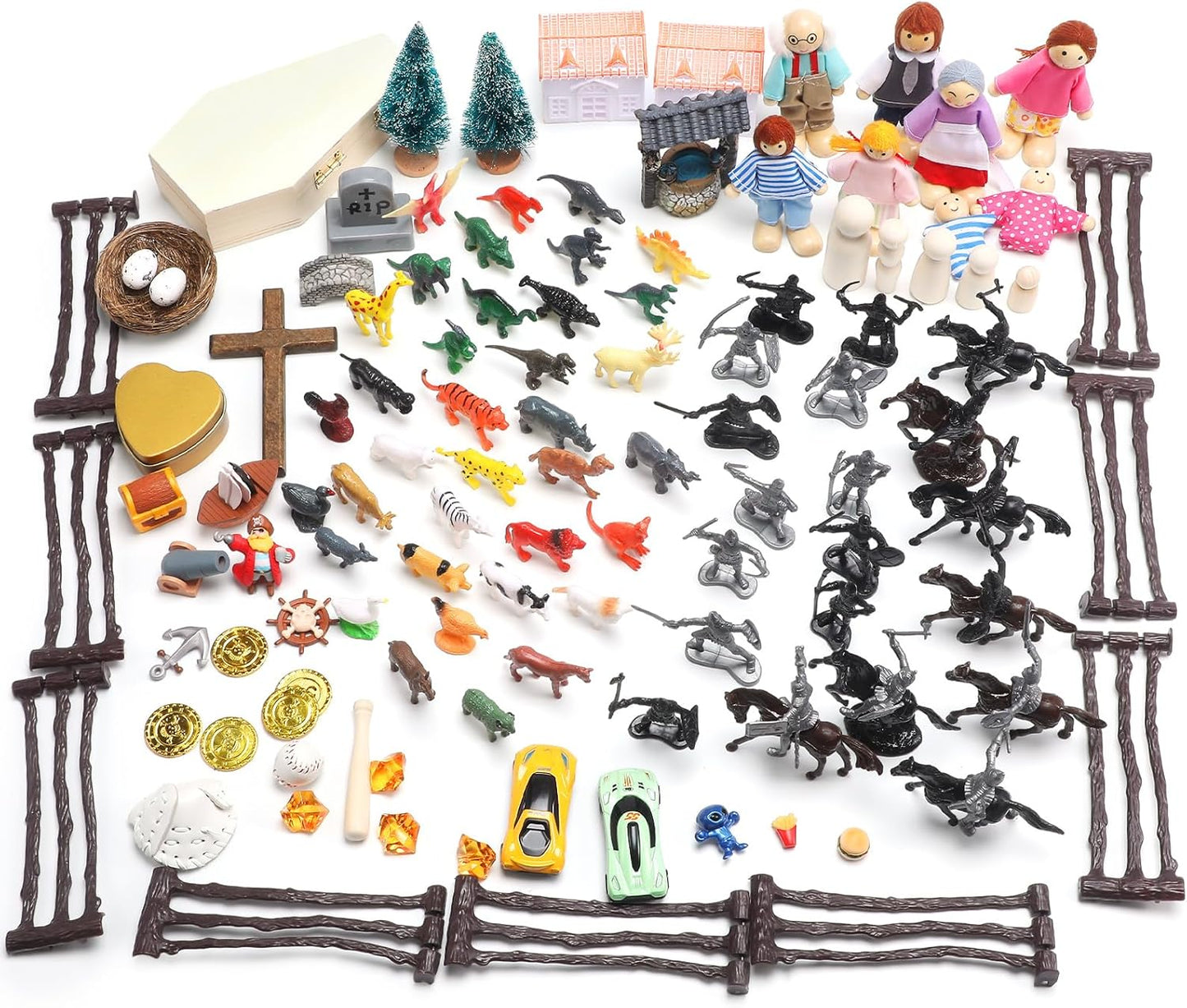 Sand Tray Starter Kit Sandtray Play Basic Portable Therapy Kit Includes 123 Miniatures Religion Nature Fantasy and Many Other Themes Suitable for Psychological Therapy and Sandbox Games