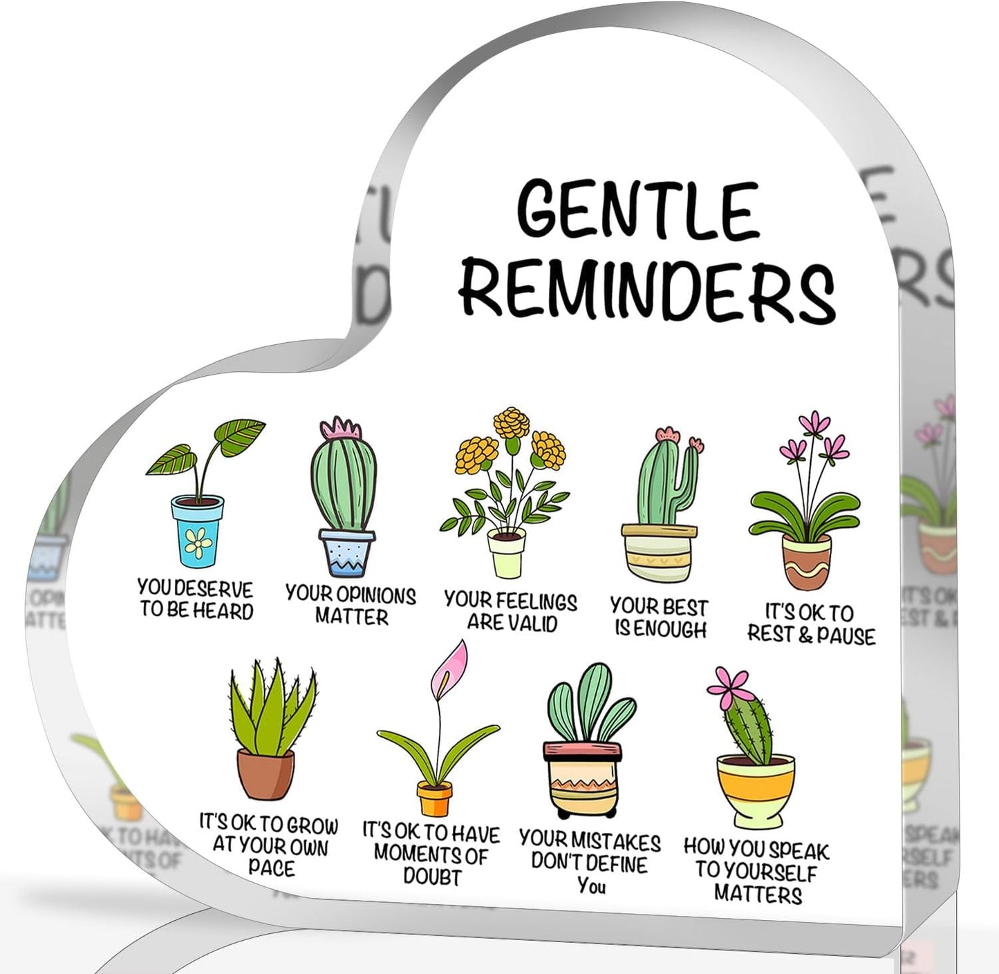 Note to Self Motivational Decor - Office Acrylic Heart Gift Therapy Mental Health Print Decorations for School Counseling Office Therapy Desktop Art Decoration School Counselor, Therapist Office Gifts