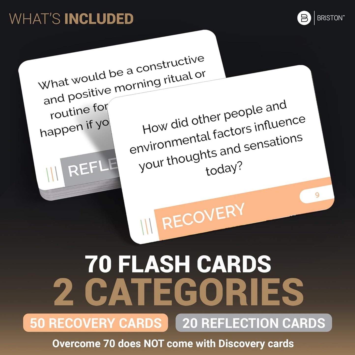 Overcome Addiction Recovery Flash Cards – 70 Therapy Question Cards for Group Counseling & Mental Health – Reflection Prompts for Sobriety, Relapse Prevention, Substance Abuse Recovery Support