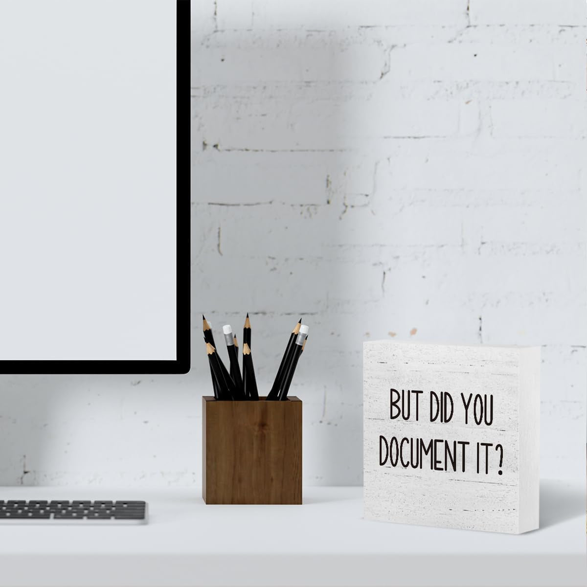 But Did You Document It Office Decor Wooden Box Sign Decorative Funny Office Wood Box Sign Home Rustic Farmhouse Square Desk Decor Sign for Shelf Office Desk Accessories 5 X 5 Inches