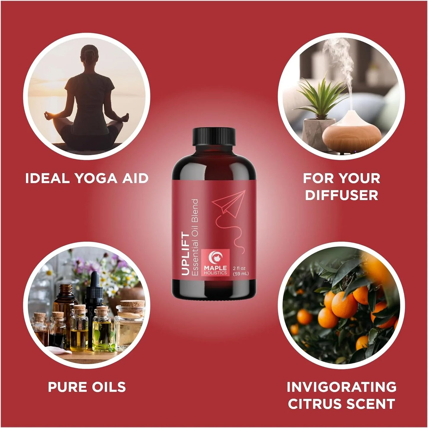 Uplift Aromatherapy Essential Oil Blend - Happy Essential Oil Blend of Calming Essential Oils for Diffusers for Home and Travel with Citrus Essential Oils and Pure Aromatherapy Oils for Diffusers 2Oz