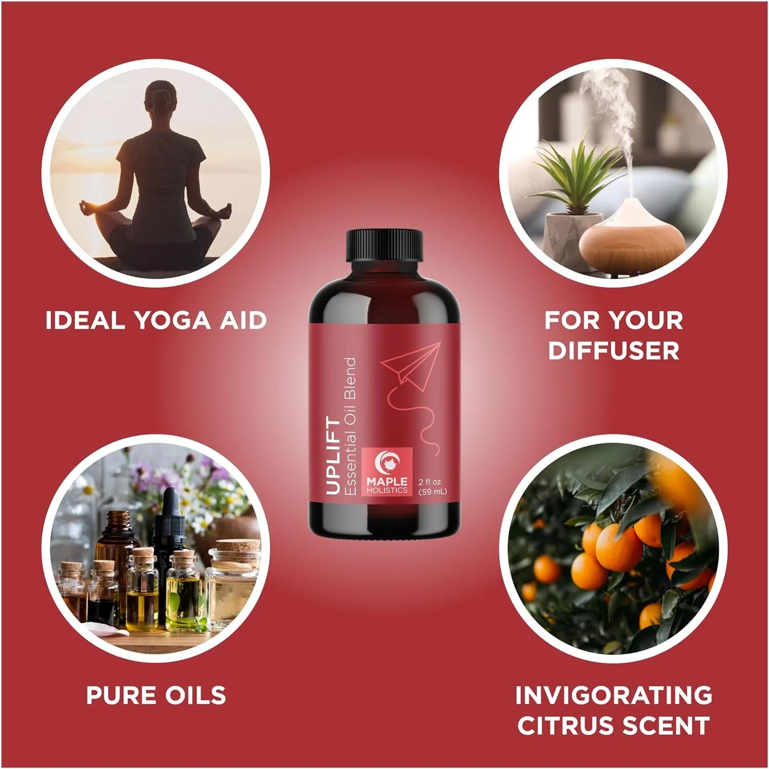 Uplift Aromatherapy Essential Oil Blend - Happy Essential Oil Blend of Calming Essential Oils for Diffusers for Home and Travel with Citrus Essential Oils and Pure Aromatherapy Oils for Diffusers 2Oz
