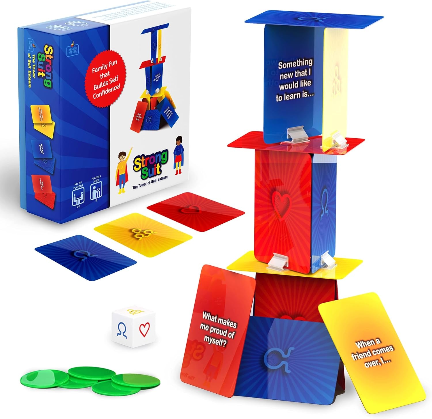 Social Emotional Games for Teens and Kids 6+ |  Tower of Self Esteem Therapy Game for Counselors, Therapists and Parents | SEL & CBT Tools