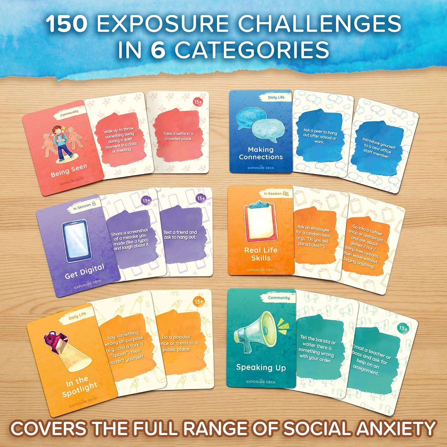 The Exposure Deck: Social Anxiety Edition | 150 CBT Challenge Cards for Kids, Teens & Adults | Therapy Tool for Social Anxiety, CBT, and Exposure Practice