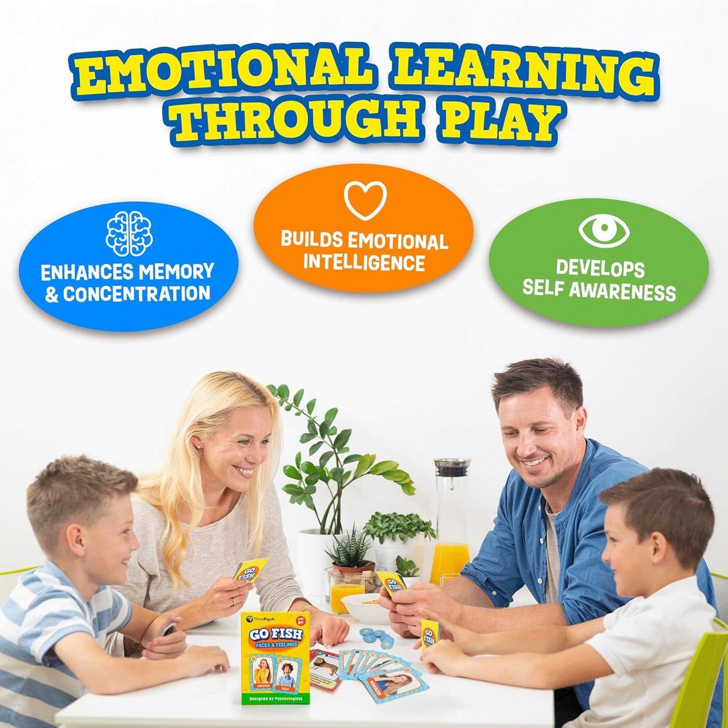 Go Fish – Faces & Feelings Card Game Social Emotional Learning Game for Kids Ages 6+ | Teaches Emotions through Play | 2-6 Players | Home, Therapy & Classroom Use