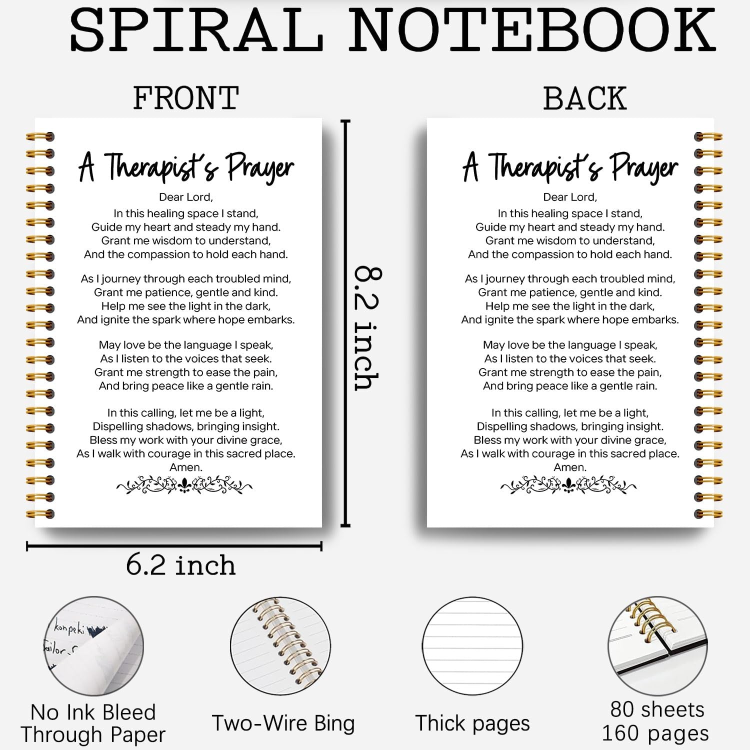 Guymn Christian Therapist Prayer Notebook, Therapist Gifts for Women Journal, Therapy Gifts, a Therapist'S Prayer Christian Hardcover Spiral Notebooks Journals, 5.5X8.3 Inch