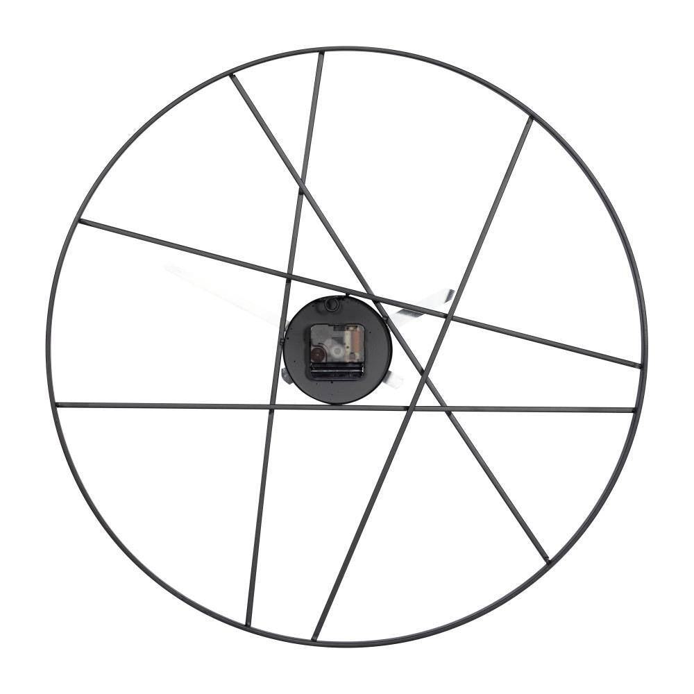 Black Metal Open Frame round Analog Wall Clock