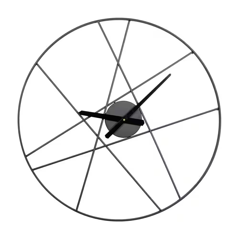 Black Metal Open Frame round Analog Wall Clock