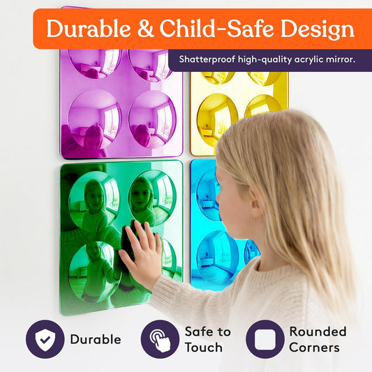 Sensory Bubble Wall Mirror - Interactive Colorful Acrylic Mirrors for Wall Decoration and Sensory Toys for Kids Classroom or Home - Room Decor -Visual, Tactile Stimulation - (4)