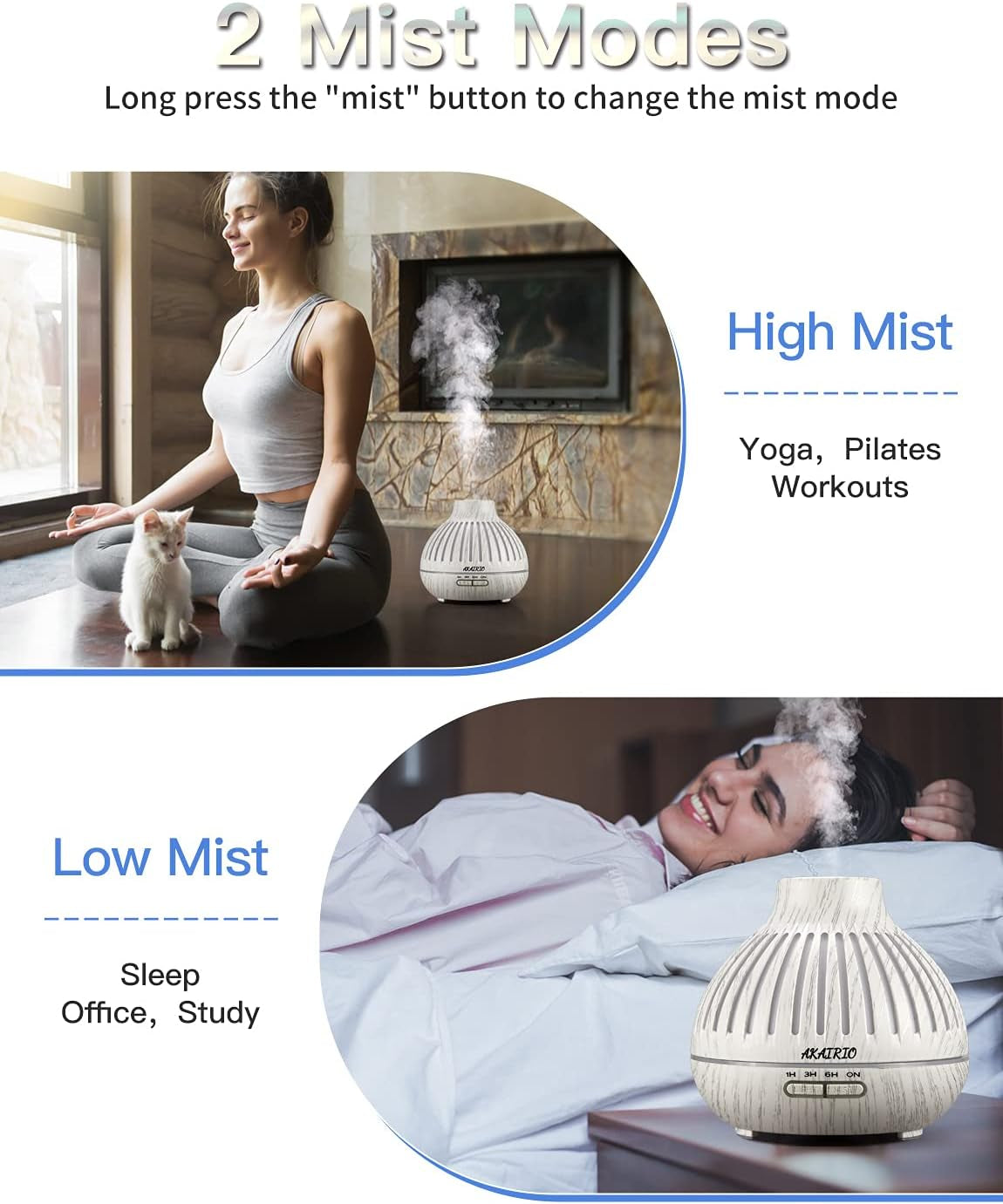400ML Air Aromatherapy Diffuser with Essential Oils for Large Room Bedroom Included for Home Office,Ultrasonic Aroma Diffuser with Scent Oils Set Night Light Waterless Auto-Off