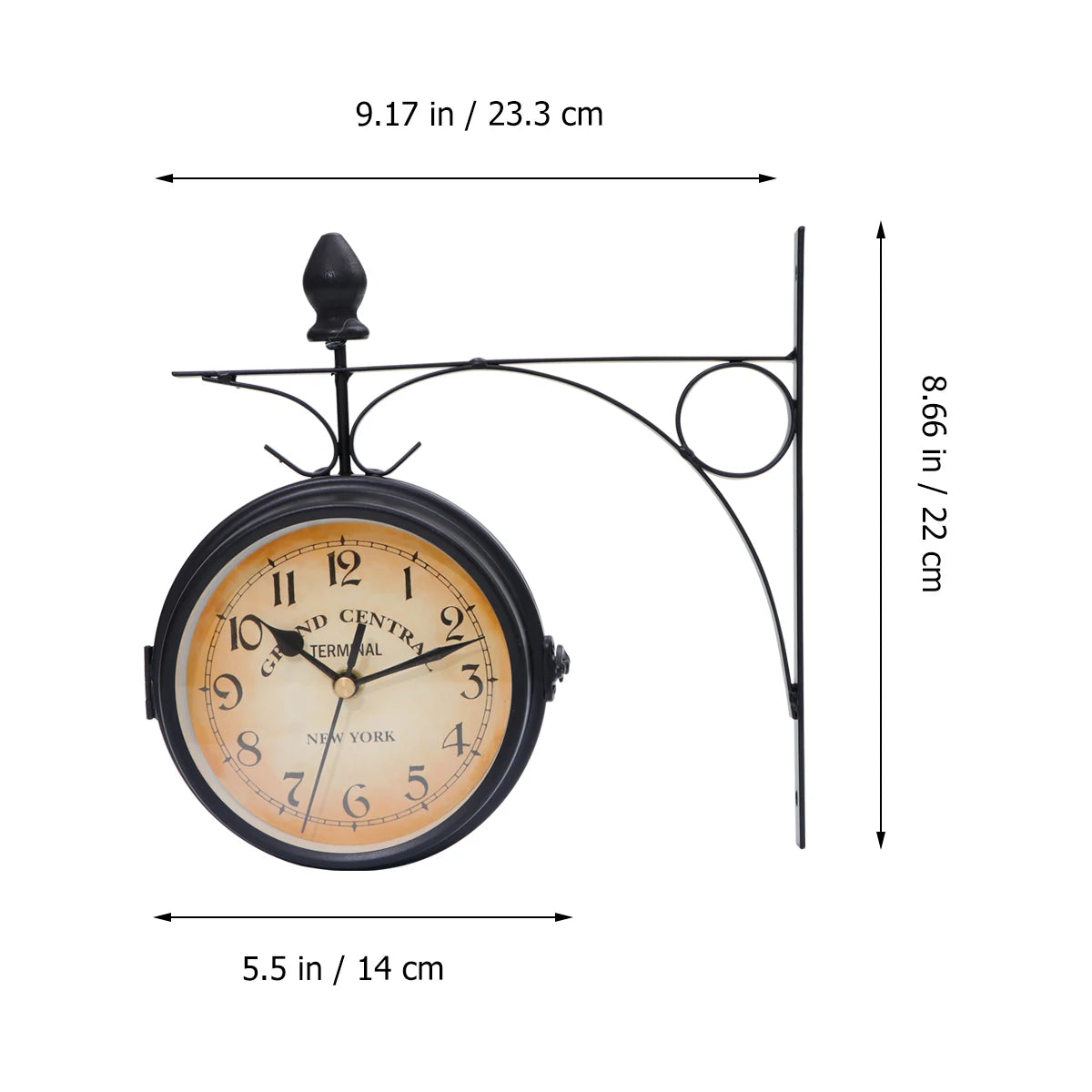 Double Sided Train Station Waterproof Wall Clock Retro Wrought Iron Wall Clock Garden Silent Wall Clock Timer Decoration