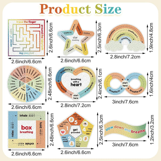 72 Pieces Anxiety Sensory Stickers Textured Stickers Fidget Mindfulness Sticker School Counselor Supplies Adult Sensory Items Anxiety Relief, 9 Styles(Retro Color)