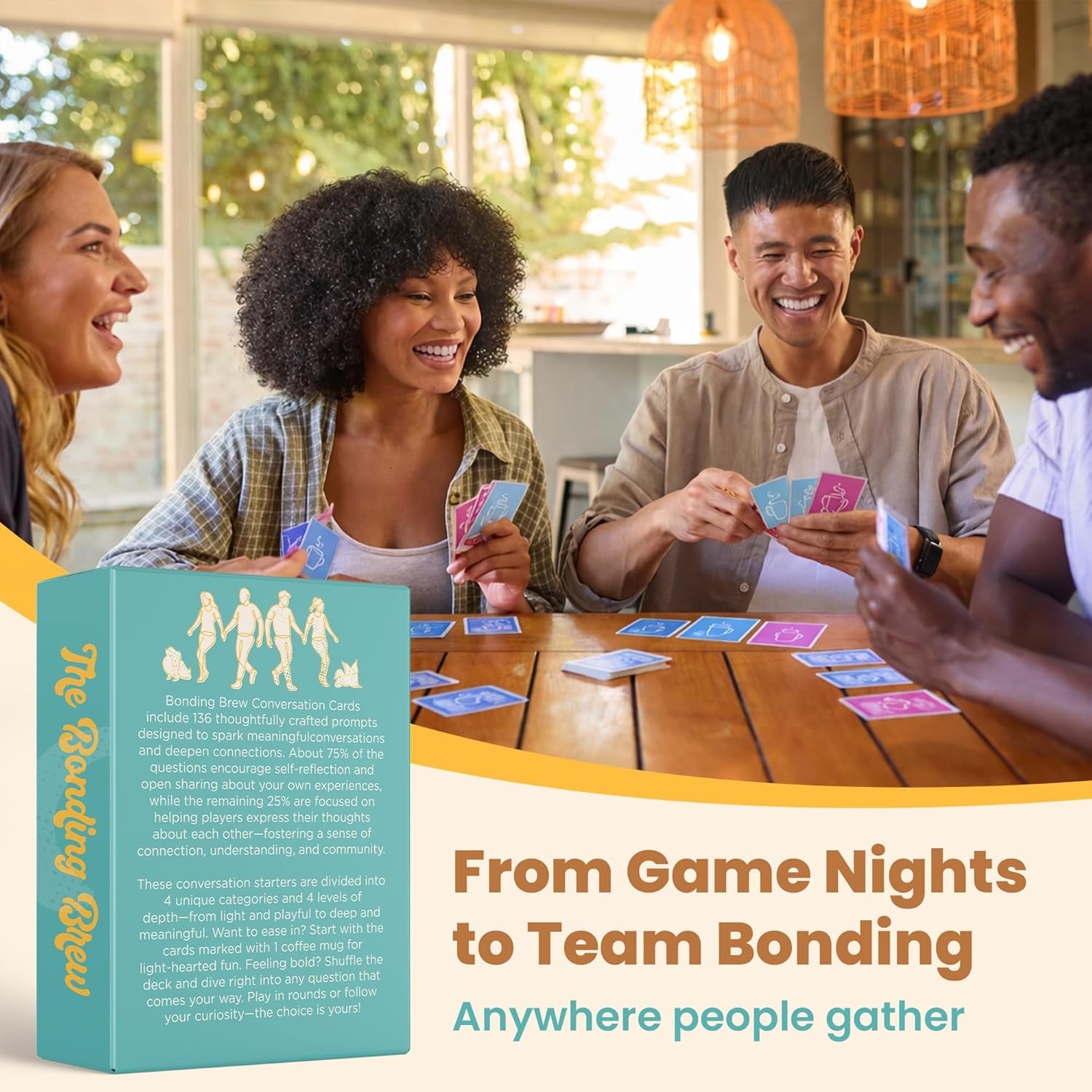 136 Deep Conversation Cards for Intimacy & Soulful Connection | Vulnerability Game for Couples, Families, Best Friends, & Deep Thinkers | Gift for Date Night, Birthdays or Holidays