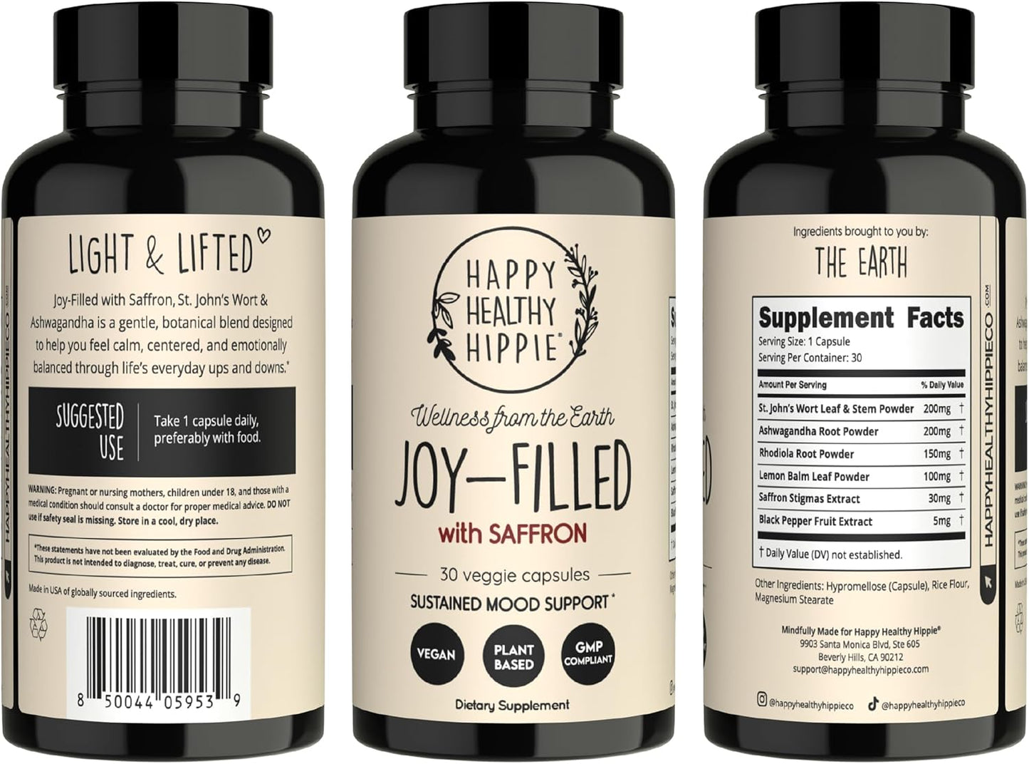 Joy-Filled with Saffron Mood Support Supplement — Daily Mood Support with 30Mg Extract + Ashwagandha, Rhodiola, St. John'S Wort, Lemon Balm | Saffron Supplements for Emotional Support, Vegan, 30 Ct