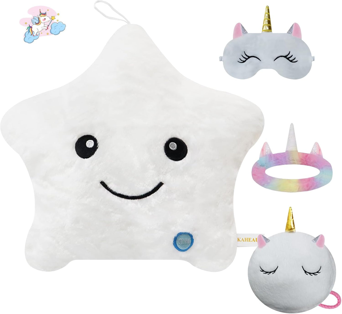 Kids Decorative Pillow,Cute Star LED Light up Pillow Gift for Girls Women Birthday Unique Throw Pillows Bedroom Couch Office Lumbar Back Cushion Purple Plush Pillow Stuffed Toy