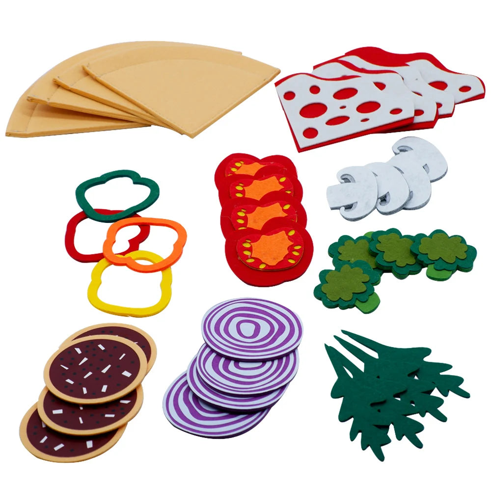 Play Kitchen Felt Pizza Toys for Kids Pretend Play Pizza Game Early Educational Felt Food Toys Role Play for Kids Girls Boys