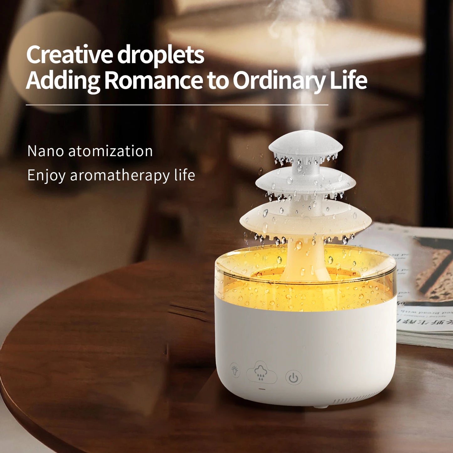 500Ml Usb Mini Rain Cloud Humidifier Creative Three Layer Water Drop Aromatherapy Diffusers Humidifier for Home