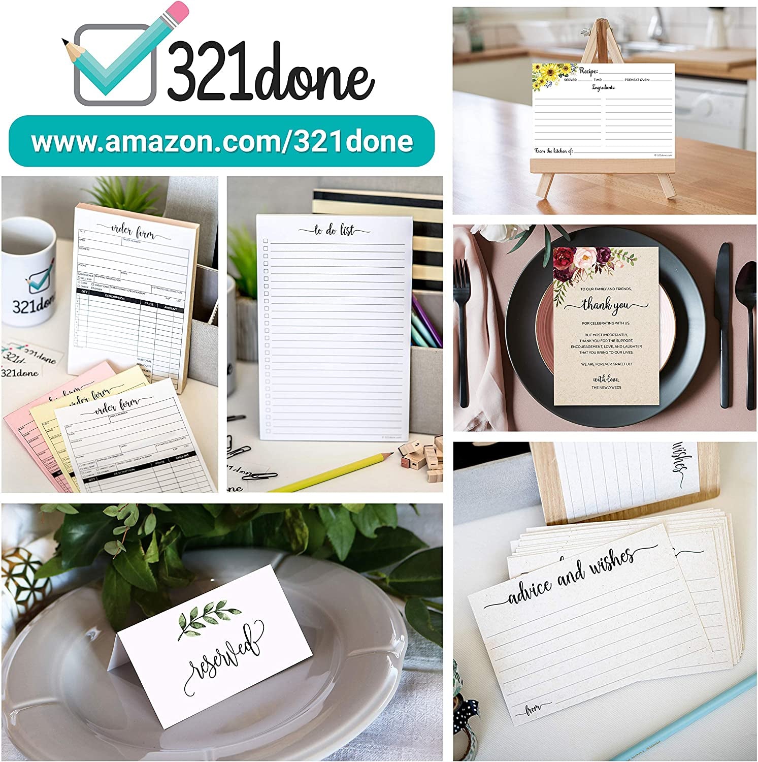 Ruled Note Cards, Floral 4X6 Thick Index Cards - Plain White Card Stock, Notecards & Stationery with Lines for Writing, Stamping - Made in USA, Set of 50 - No Envelopes
