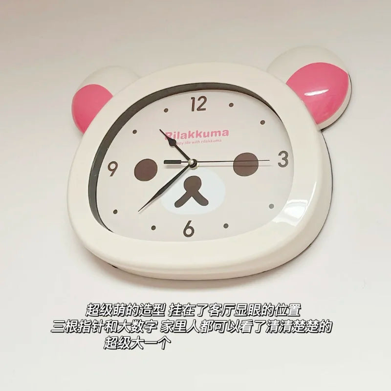 Rilakkuma Anime Peripheral Wall Clock Alarm Clock Cute Cartoon Silent Clock Living Room Bedroom Sweeping Second Quartz Clock