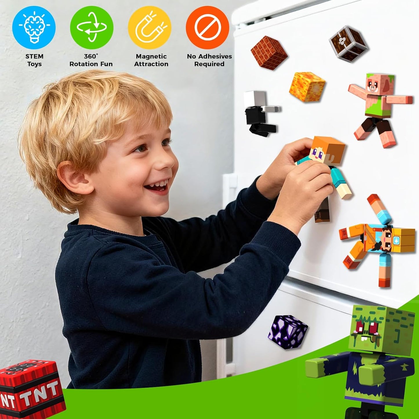 20 Pcs Magnetic Action Figures Playset - Magnetic Building Blocks, Magnet Cubes and Rotatable Figures Character Toys for Kids, Birthday Gift for 6+ Year Old Boys Girls (Patent Pending)