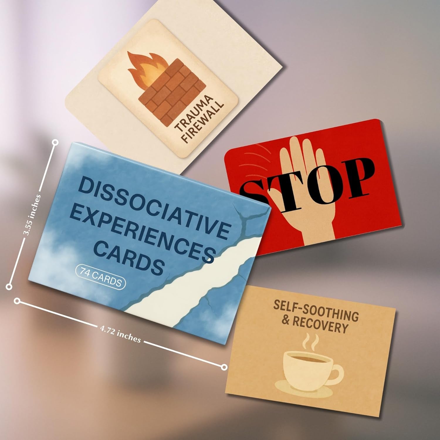 Dissociative Experiences Coping Cards - a Therapy Toolkit with 74 Prompts for Complex PTSD & DID | EMDR & Trauma Therapy Resource for Counselors, Therapists & Individuals