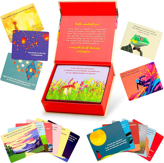 Positive Affirmation Cards with Mindfulness Exercises, Inspirational Tools for Everyone, Motivational Items, Self Care Gifts for Women, Men & the Youth, 60 Transformative Affirmation Cards