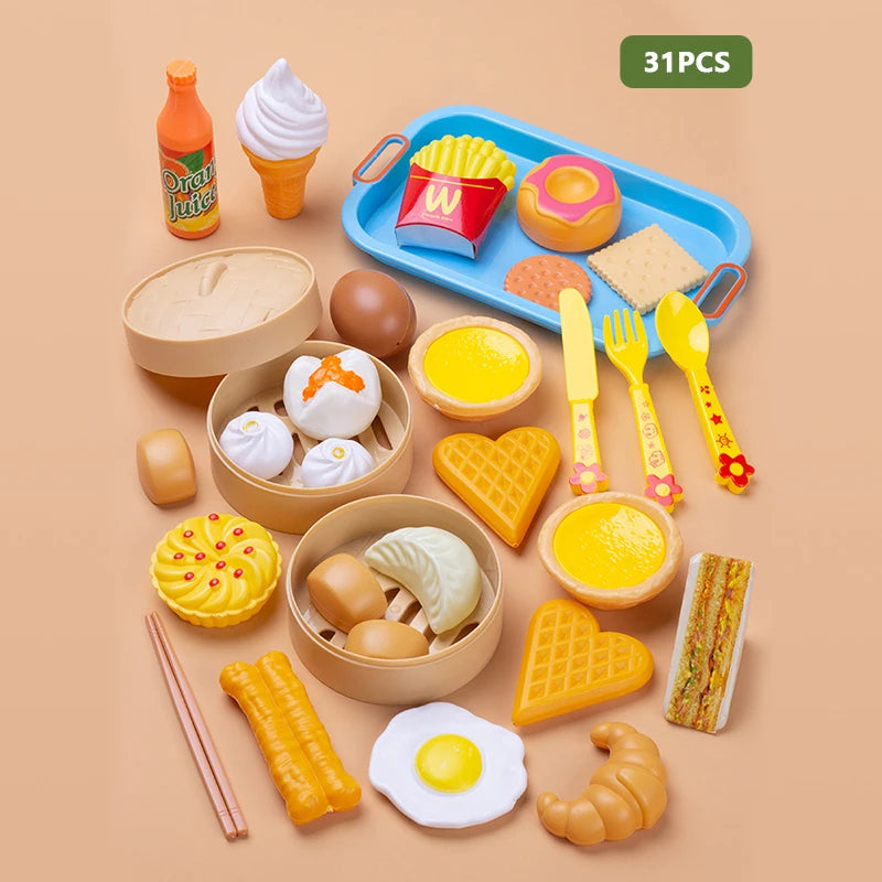 Simulation Breakfast Kids Pretend Play Kitchen Toys Miniature Steamer Buns Dumplings Chinese Food Children Educational Toys