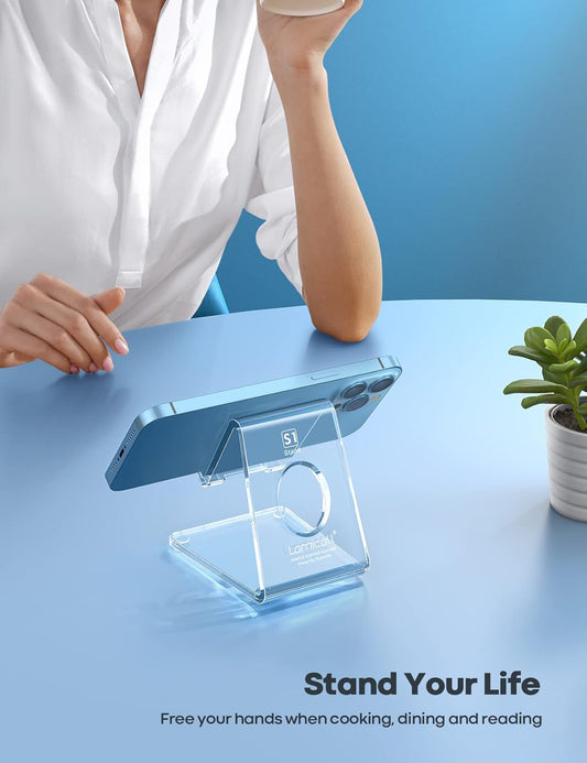 Cell Phone Stand, Desk Accessories - Clear Office Cell Phone Holder, Acrylic Phone Stand, Desktop, Acrylic Office Desk Decor Accessories, Suitable for Iphone, 4-8'' Phone, Gifts