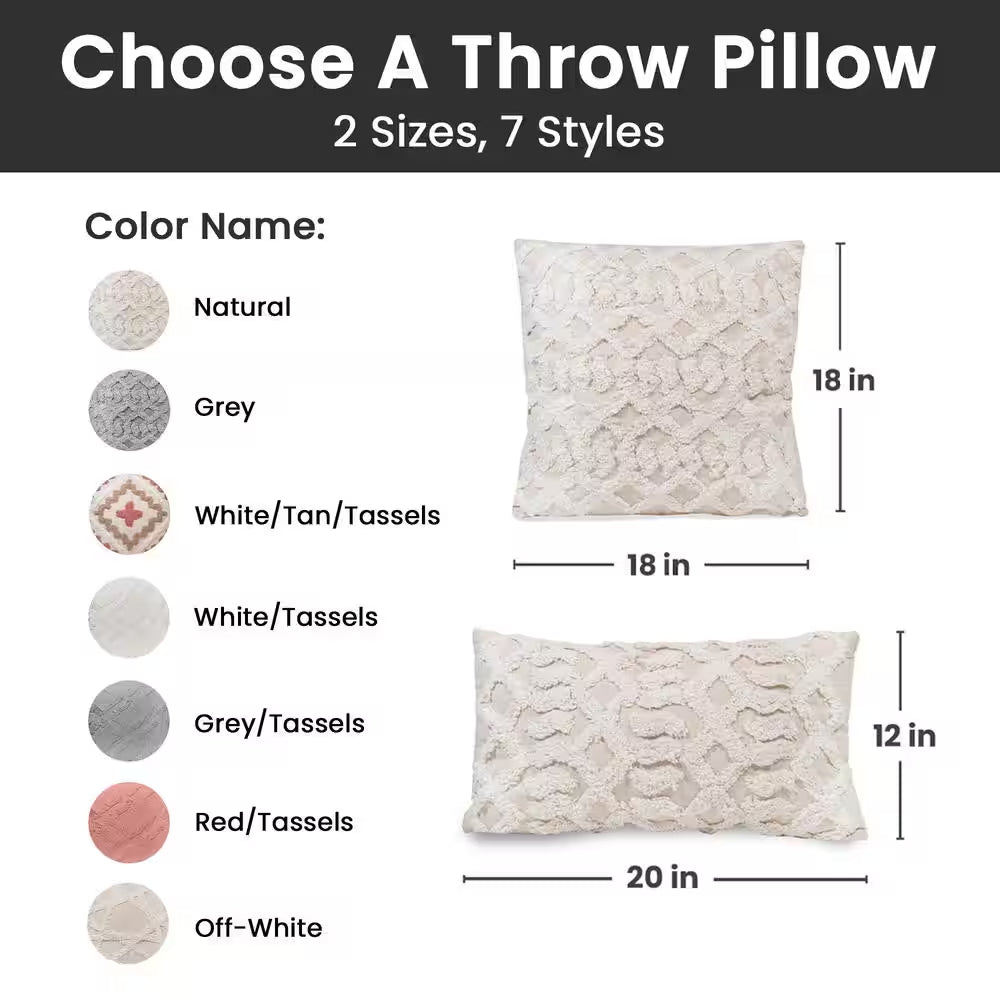 Macrame 20 In. X 12 In. Natural Rectangle Outdoor Throw Pillow
