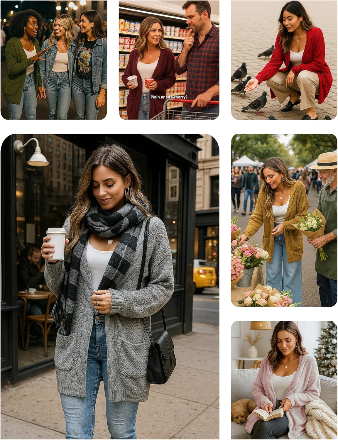 Women'S Open Front Long Sleeve Boho Boyfriend Knit Chunky Cardigan Sweater