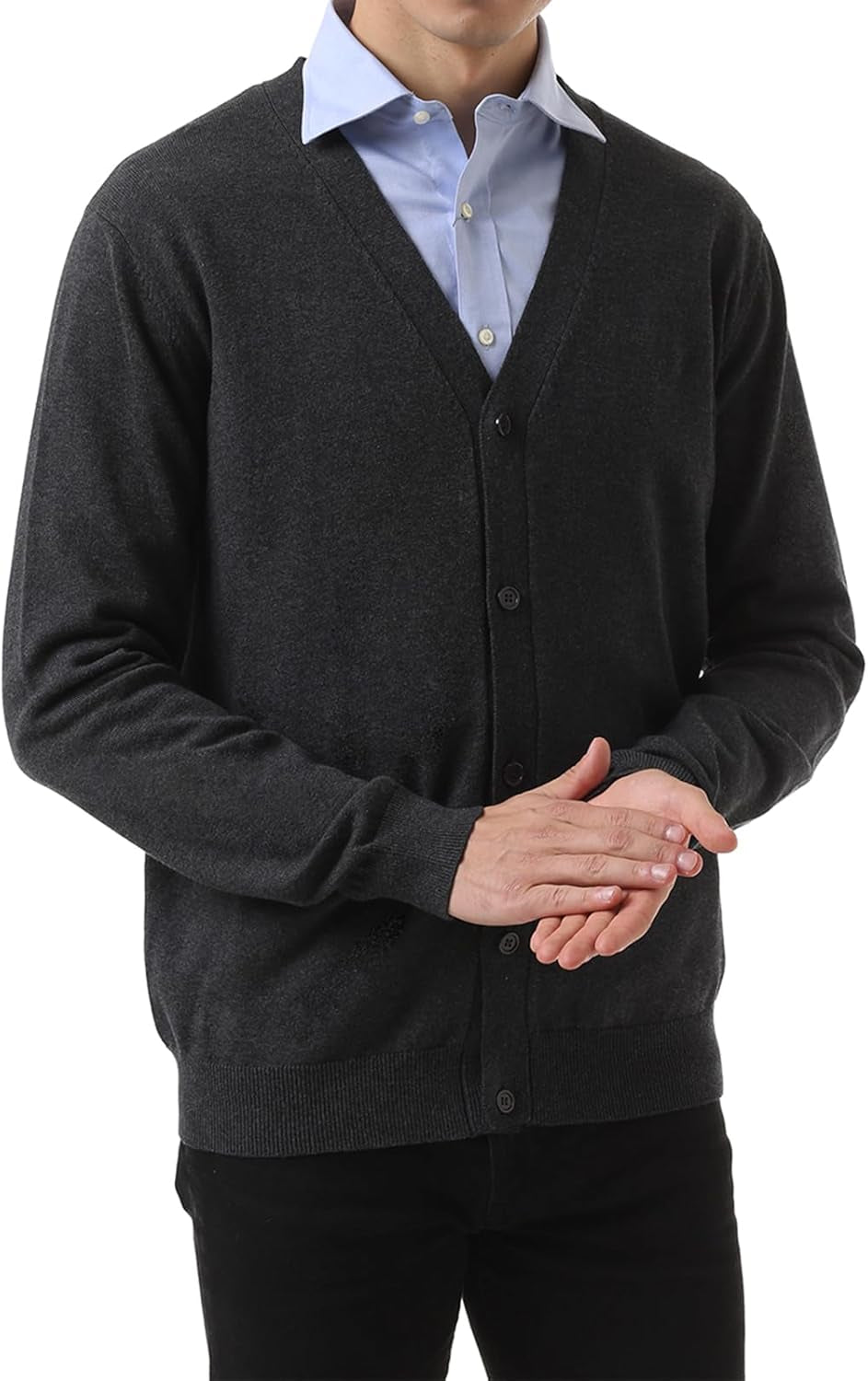 Men'S Cardigan 100% Cotton Sweater V-Neck Button down Knitted Outerwear with Pockets Fashion 2026