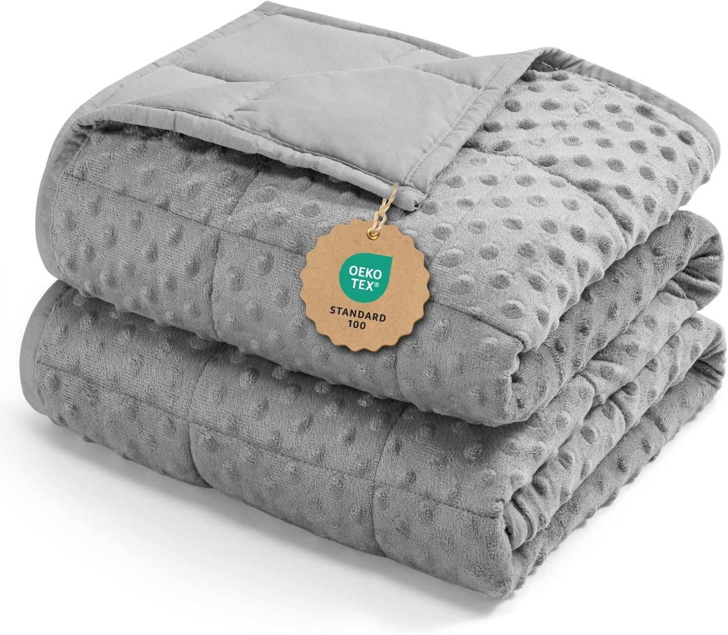 Breathable Weighted Blanket for Adults, 15 Lbs Ultra Soft Minky Dot Heavy Blankets, Reversible Cooling and Warm Blanket for All Seasons, Machine Washable, 60"X80" Queen Size, Grey