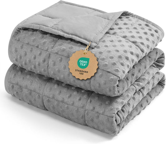 Breathable Weighted Blanket for Adults, 15 Lbs Ultra Soft Minky Dot Heavy Blankets, Reversible Cooling and Warm Blanket for All Seasons, Machine Washable, 60"X80" Queen Size, Grey