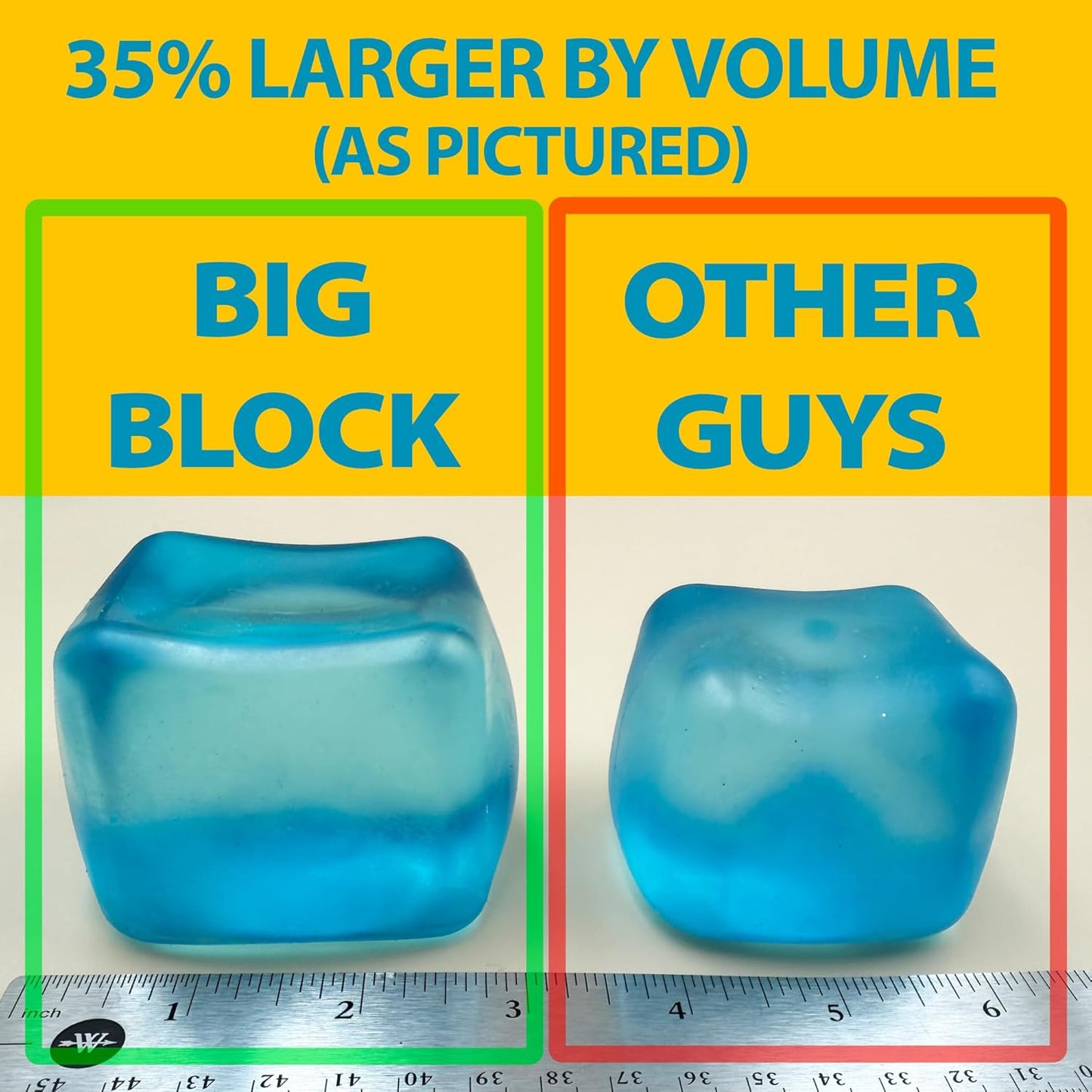 Premium Big Block  Cube – 35% Larger than the Standard Squishy Cube, Toy for Kids & Adults - Sensory Fidget for Stress Relief, Focus & Play – Colorful, Durable, Gift-Ready – ASTM Certified 3+