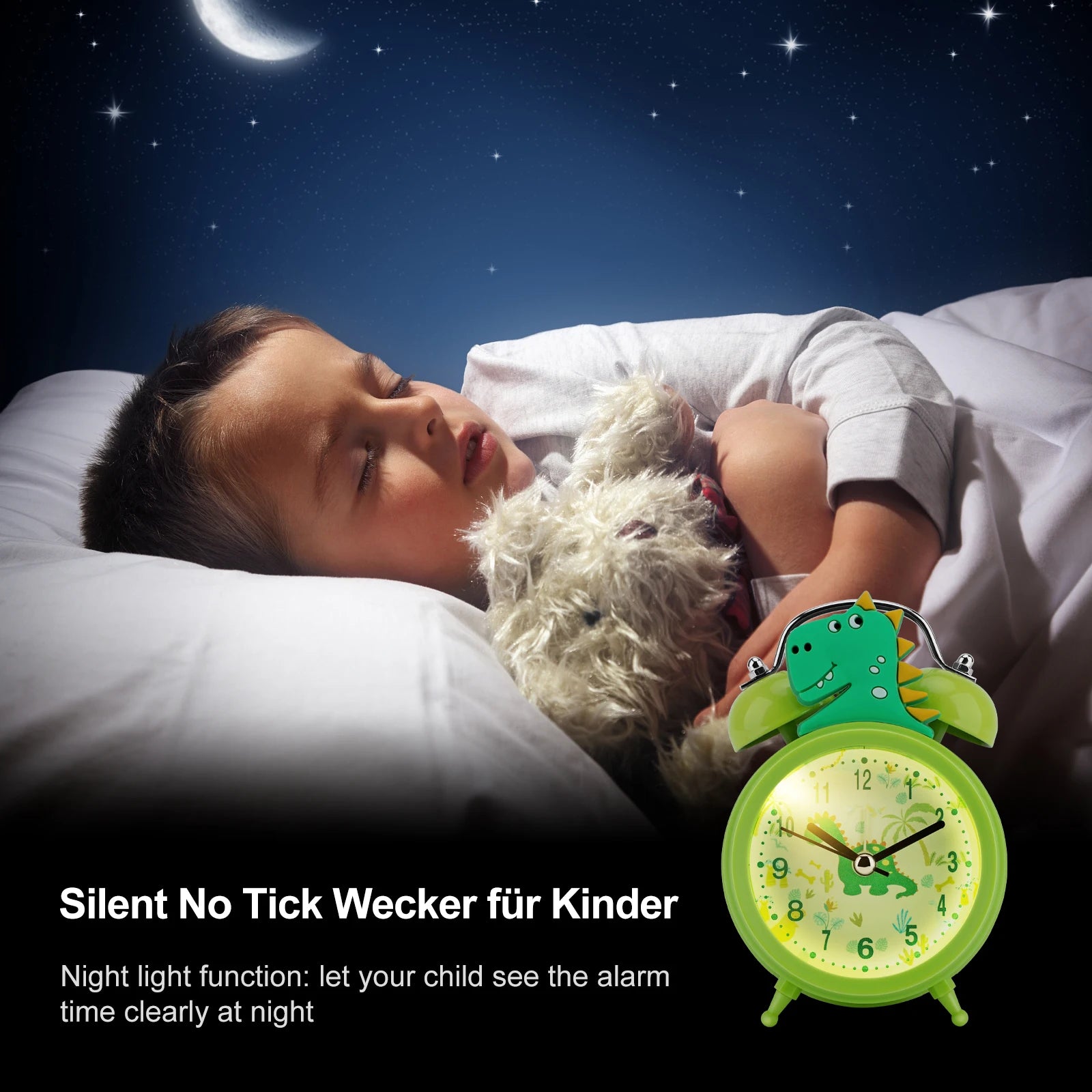 Kids Alarm Clock Cute Dinosaur Unicorn Desk Clock Double Bell Clock with Backlight Alarm Clock for Children Sleep Trainier Gifts