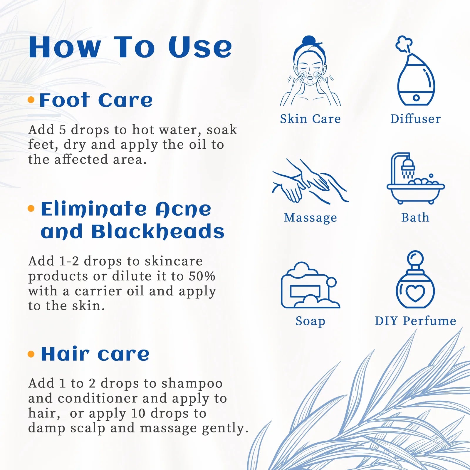 Tea Tree Essential Oil, 100% Pure Natural, 100Ml for Hair Scalp Nail Care Massage