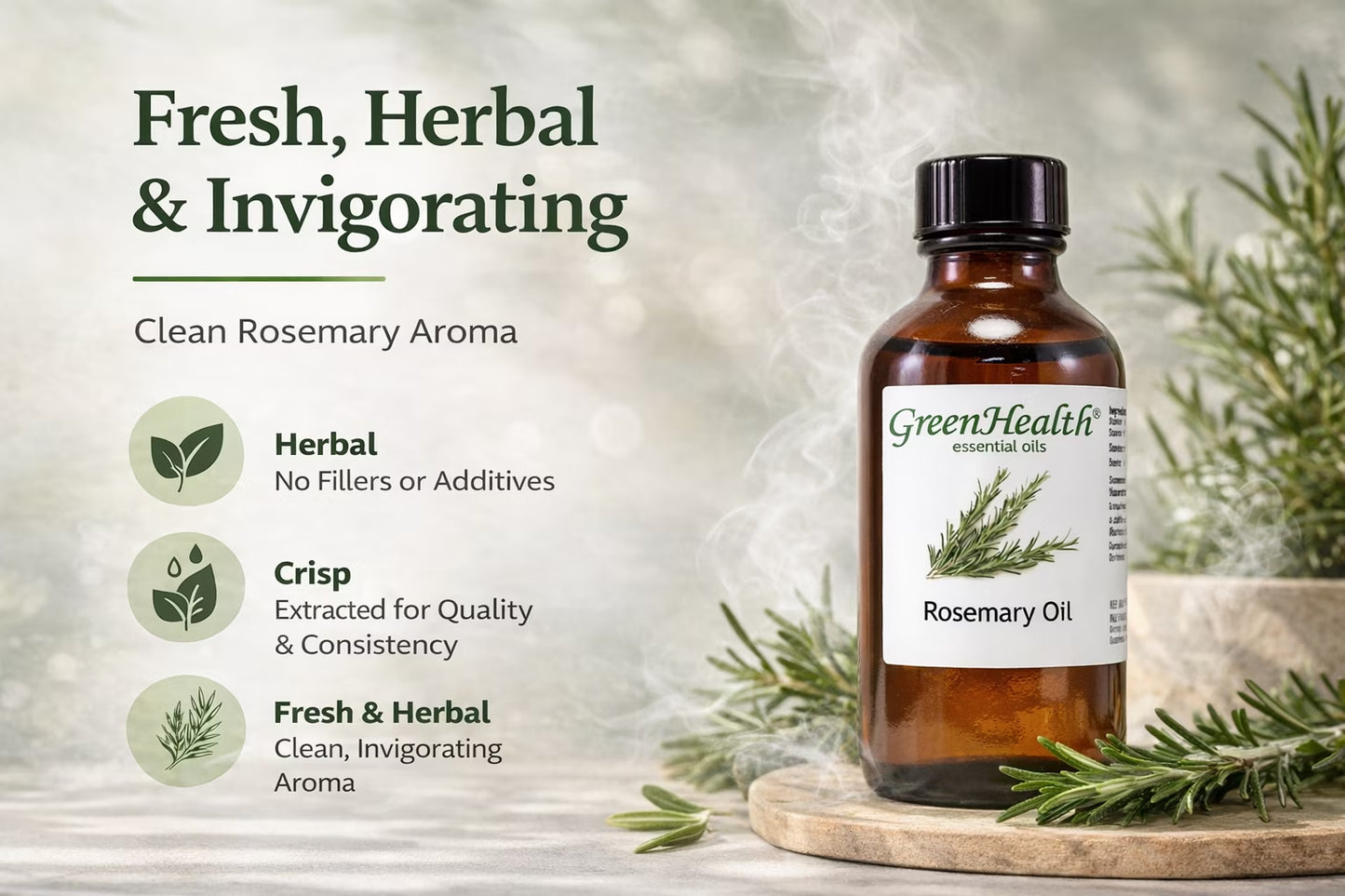 Rosemary Essential Oil – 4 Fl Oz Amber Glass Bottle with 3 Free Droppers