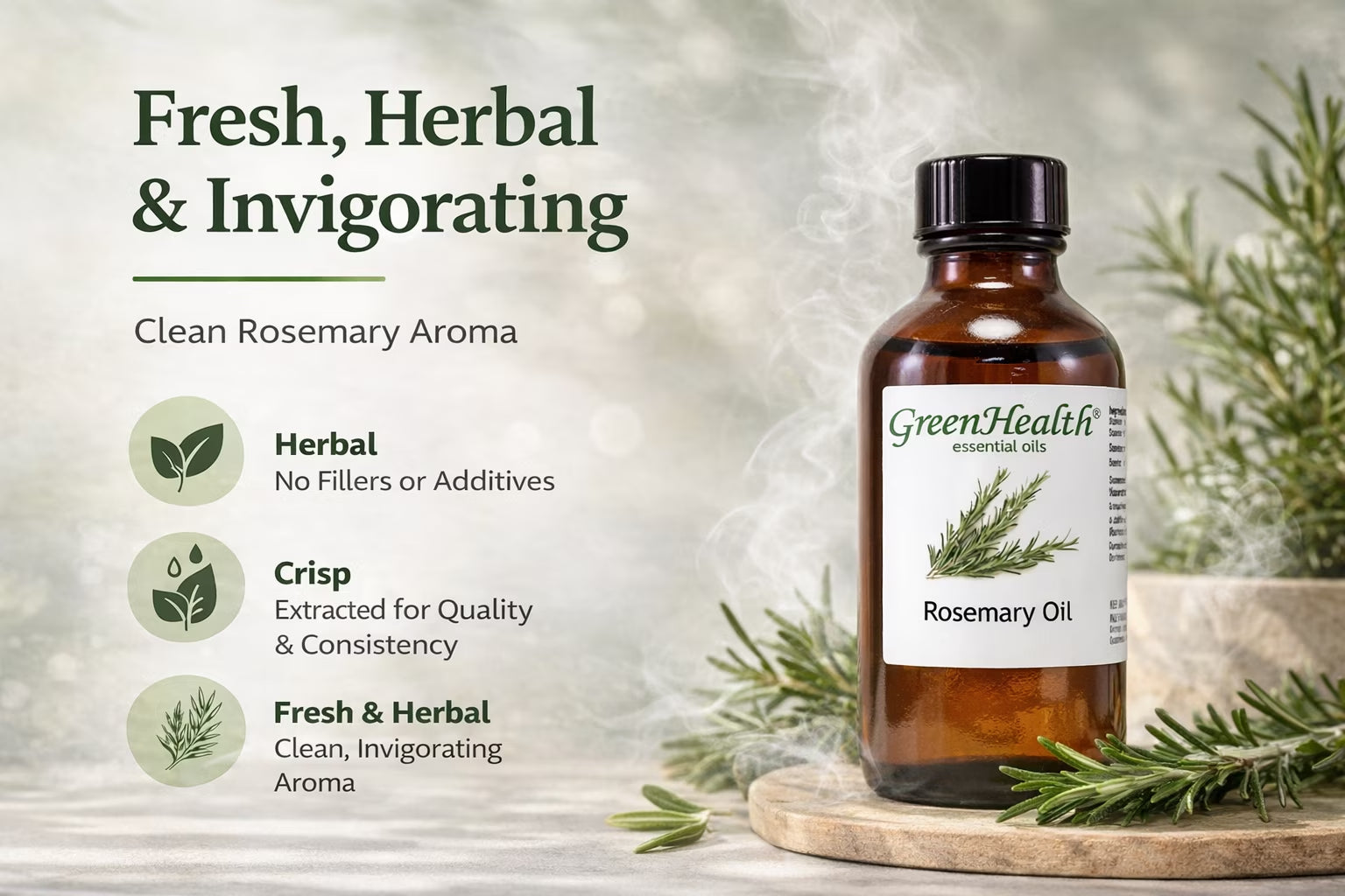 Rosemary Essential Oil – 4 Fl Oz Amber Glass Bottle with 3 Free Droppers