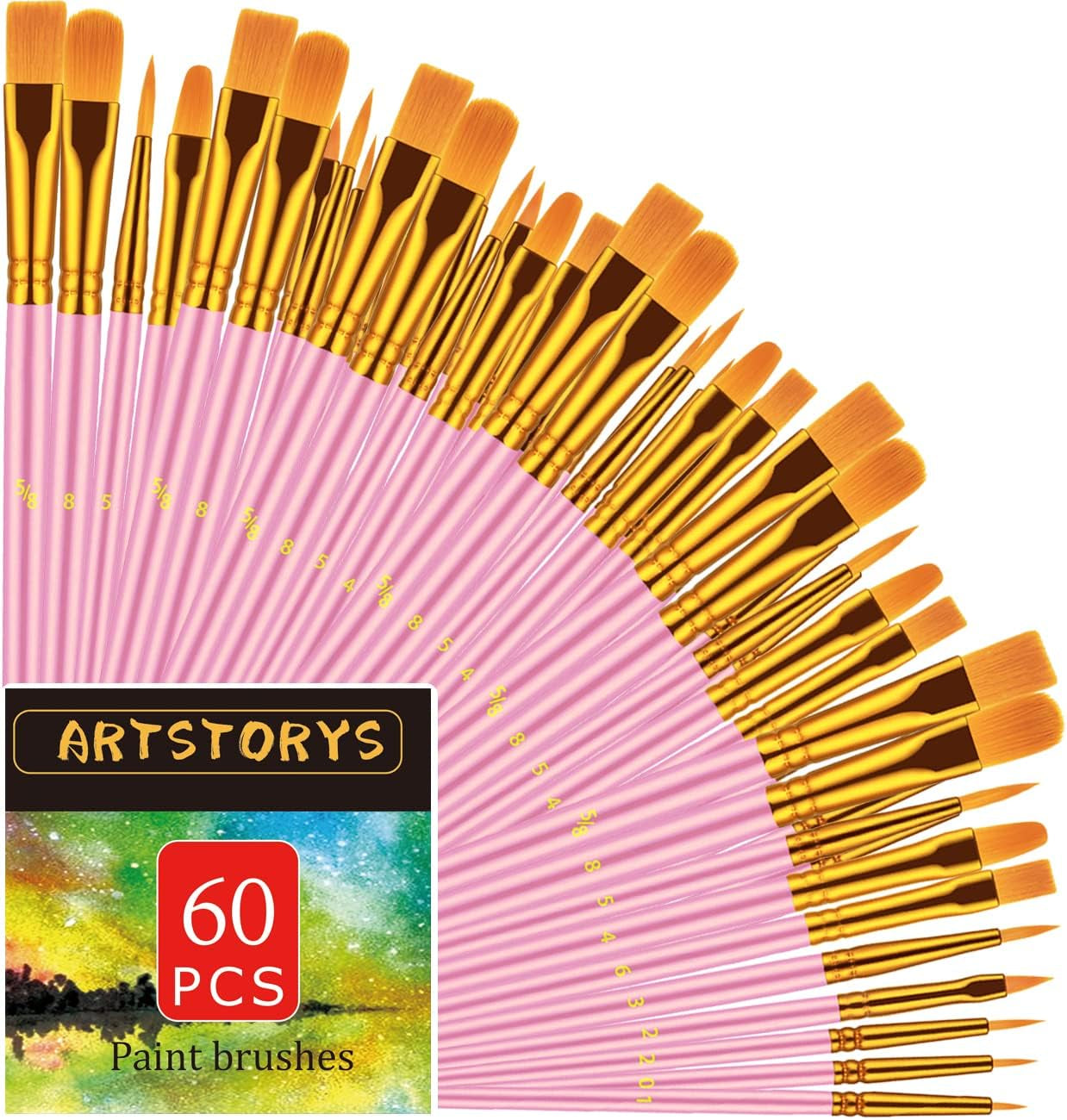 Paint Brushes Set, 30 Pcs Paint Brushes for Acrylic Painting, Oil Watercolor Acrylic Paint Brush, Artist Paintbrushes for Body Face Rock Canvas, Adult Drawing Arts Crafts Supplies, Blue