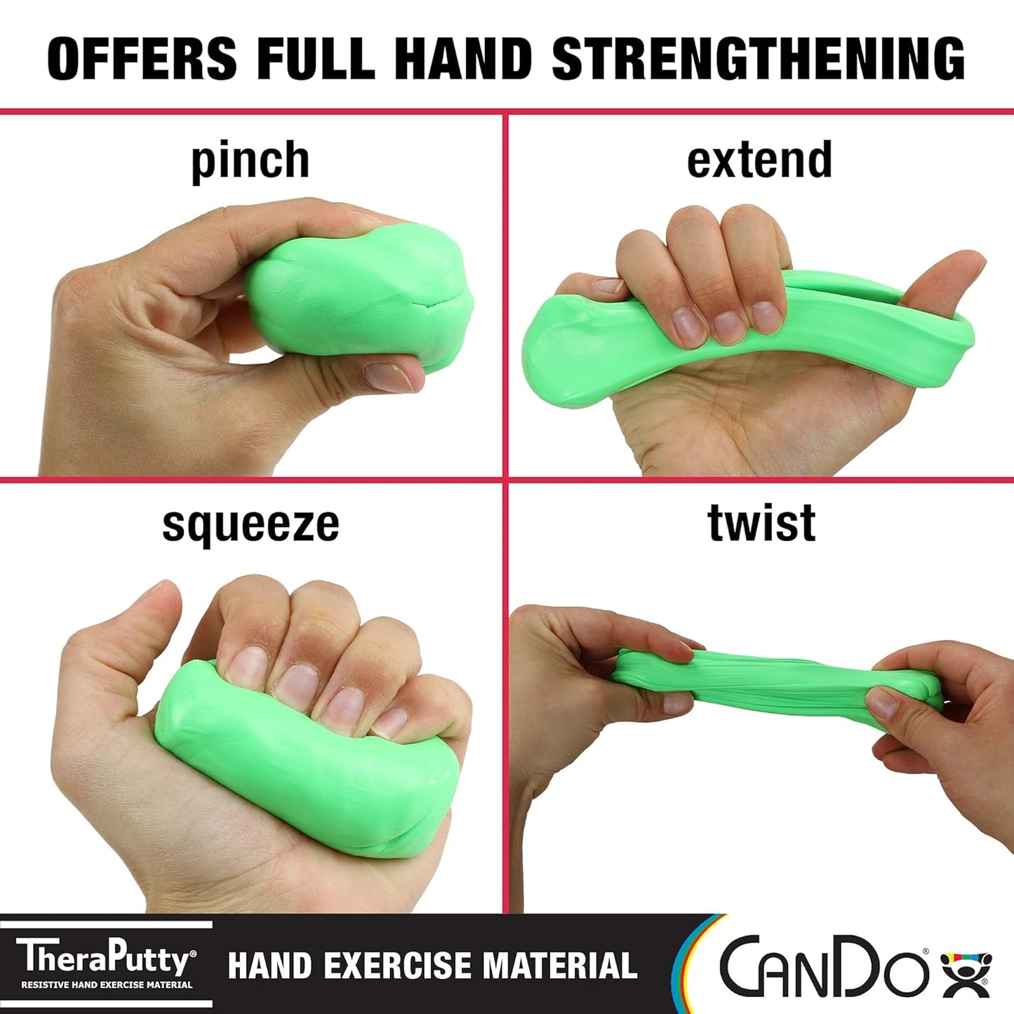 Theraputty 4 Piece Set - X-Soft, Soft, Medium, and Firm, 2Oz Each, Standard Hand Exercise Putty for Rehabilitation, Exercises, Hand Therapy and Strengthening, Stress Relief