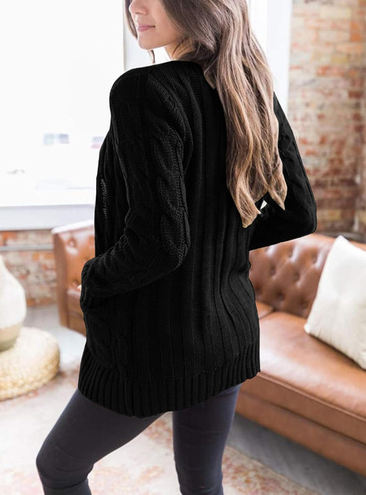 Women'S Open Front Cardigan Sweaters Fall Fashion Button down Cable Knit Chunky Winter Clothing Outerwear Coats
