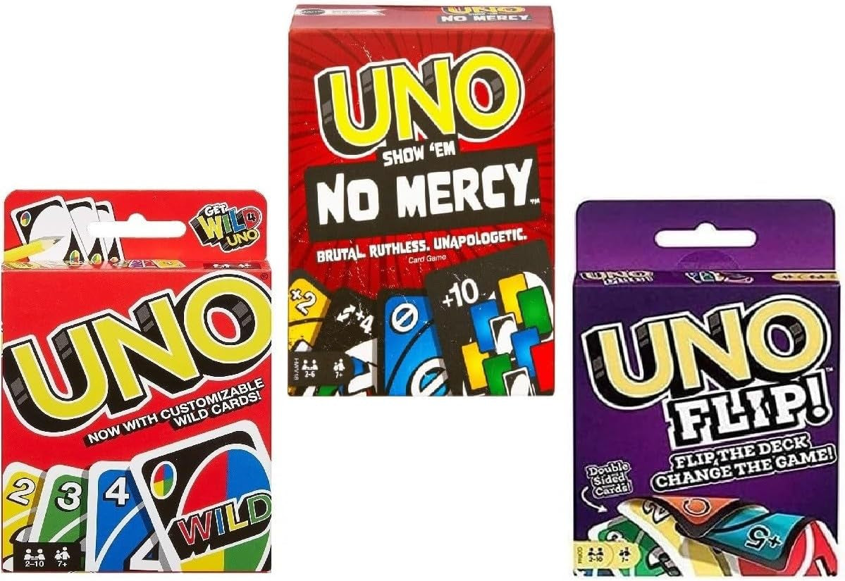 Uno No Mercy, Uno and Flip Card Game, Combo Pack of 3