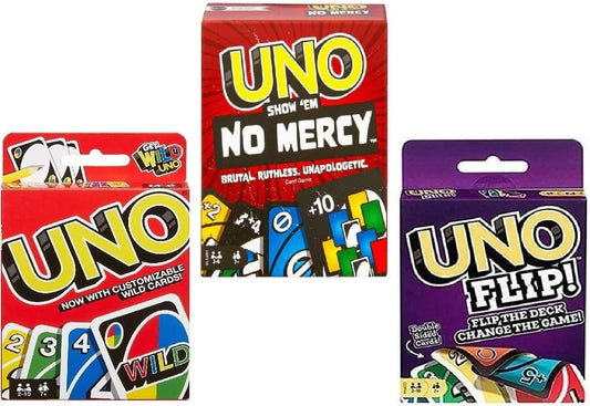 Uno No Mercy, Uno and Flip Card Game, Combo Pack of 3