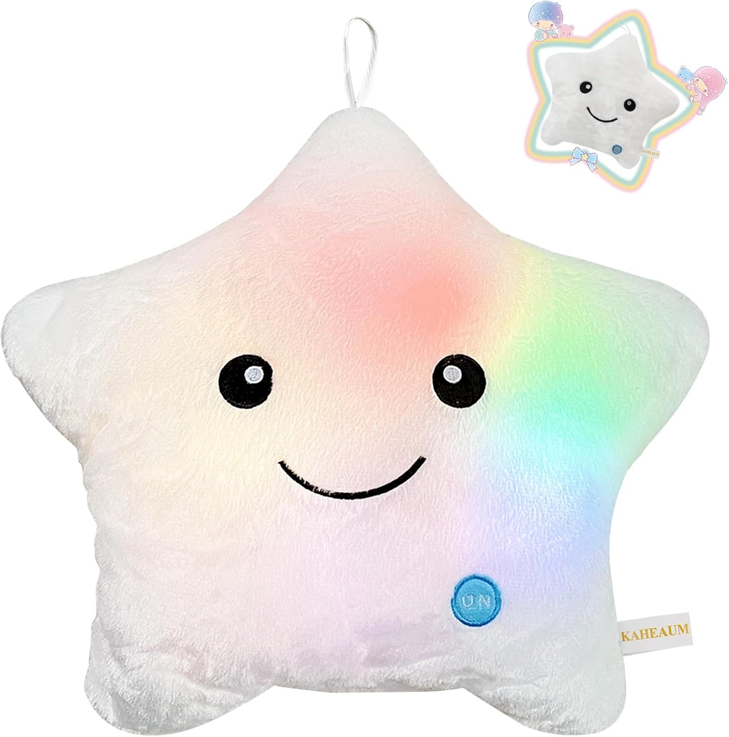 Kids Decorative Pillow,Cute Star LED Light up Pillow Gift for Girls Women Birthday Unique Throw Pillows Bedroom Couch Office Lumbar Back Cushion Purple Plush Pillow Stuffed Toy