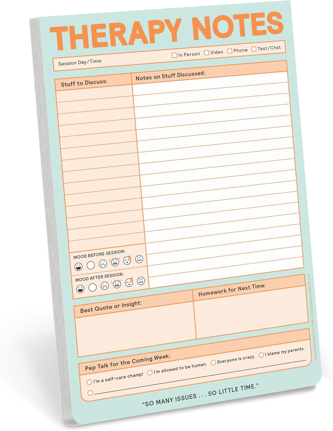 Therapy Notes Pad: Record Stuff to Discuss in Therapy + Session Notes & Discussion, 6 X 9-Inches, 12645