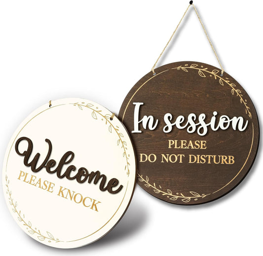 in Session Door Sign for Therapists - Please Do Not Disturb Sign for Office Door, Therapy Session in Progress Doors Signs, Welcome Please Knock Signs for Doors, Massage Therapy Decor
