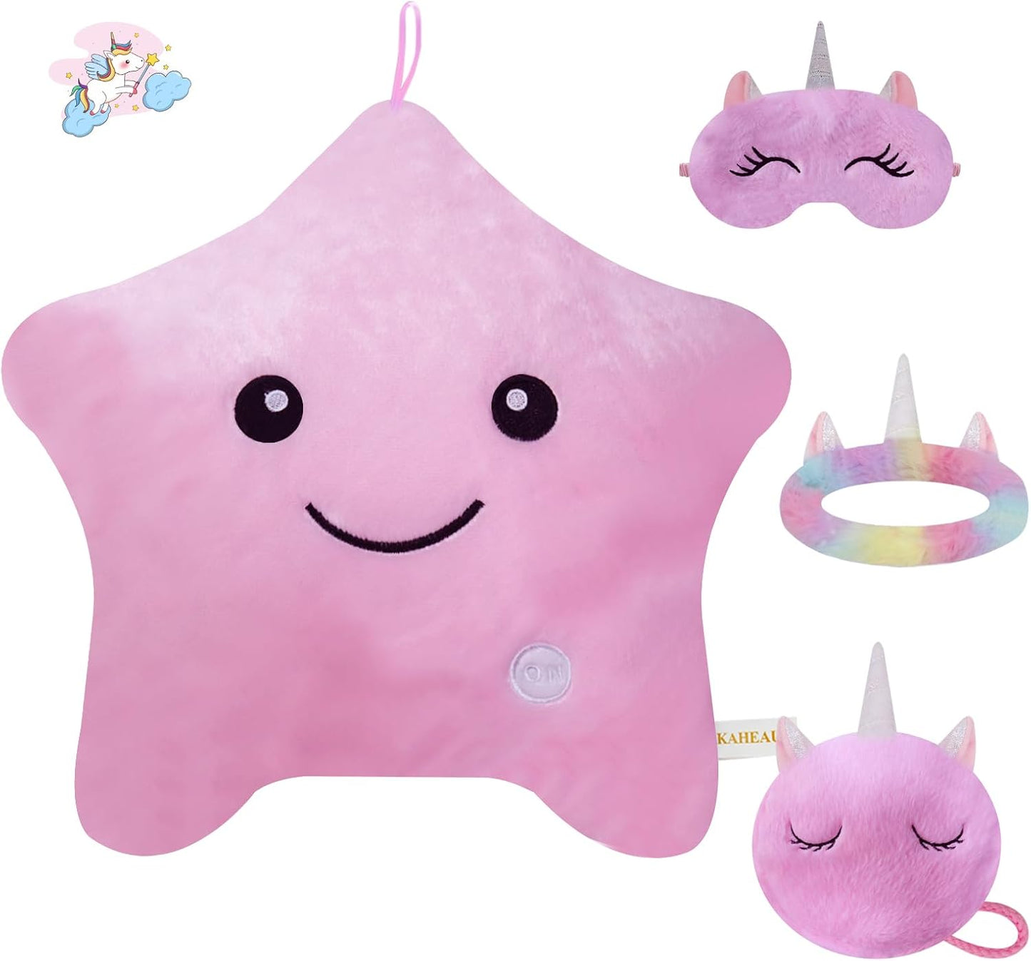 Kids Decorative Pillow,Cute Star LED Light up Pillow Gift for Girls Women Birthday Unique Throw Pillows Bedroom Couch Office Lumbar Back Cushion Purple Plush Pillow Stuffed Toy