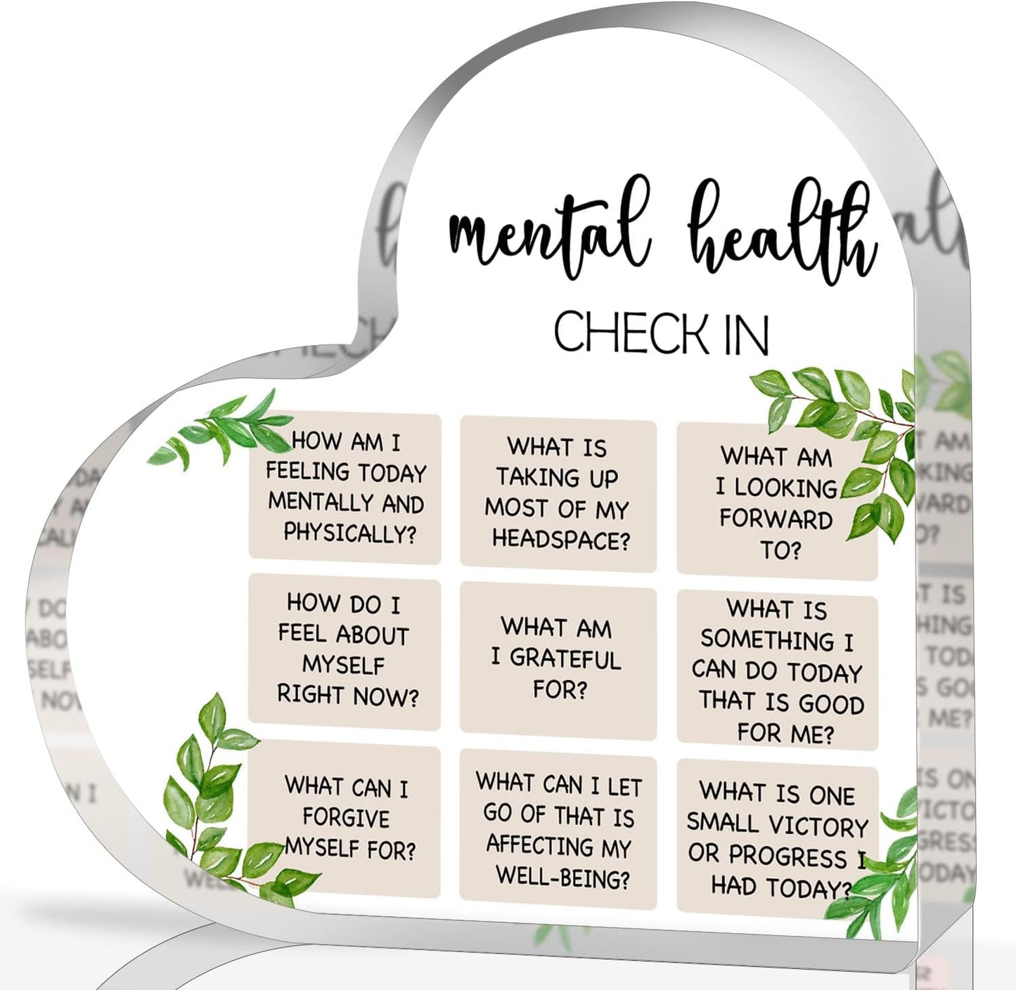 Note to Self Motivational Decor - Office Acrylic Heart Gift Therapy Mental Health Print Decorations for School Counseling Office Therapy Desktop Art Decoration School Counselor, Therapist Office Gifts